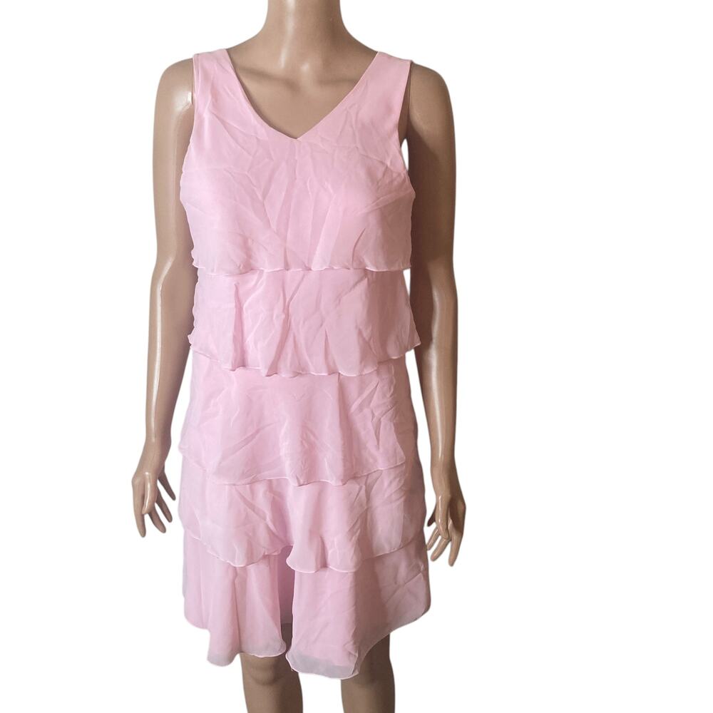 George Dress Girls Size 16 Tiered Pink Short Sleeve Lightweight New